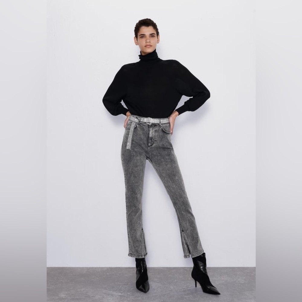 Zara Gem Belted High Rise Jeans 28 (Us 6)